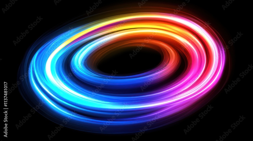 Abstract Colorful Light Swirl on Dark Background Abstract Colorful Light Swirl on Dark Background