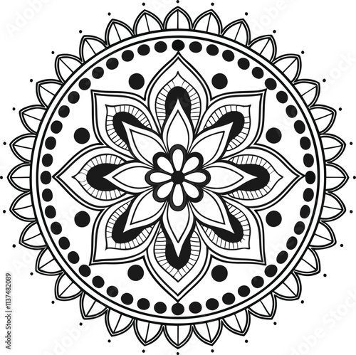 Black and white mandala vector for coloring,mandala in bianco e nero vettoriale da colorare