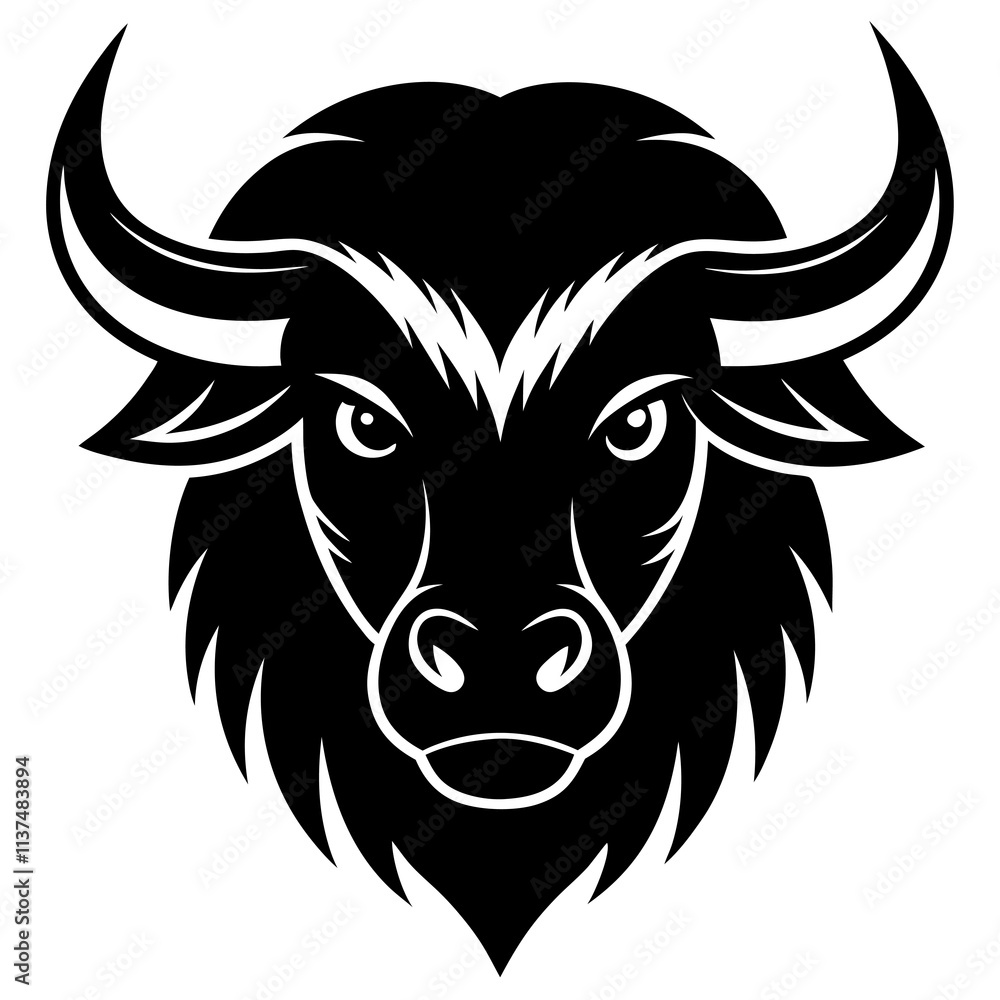 Bison mascot logo vector silhouette Bison mascot logo vector silhouette