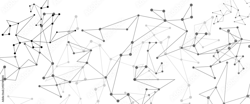 Fototapeta premium Vector Grey graphic background dots with connections technologies and sharing data as abstract concept.