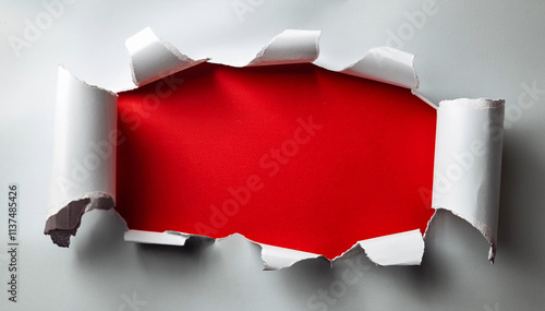 Red hole in white paper  photo