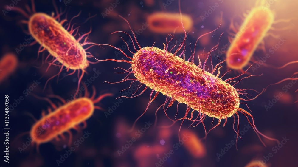 Microbial life visualized, showcasing colorful bacteria in a dynamic and captivating manner, emphasizing their complexity and diversity. Microbial life visualized, showcasing colorful bacteria in a dynamic and captivating manner, emphasizing their complexity and diversity.