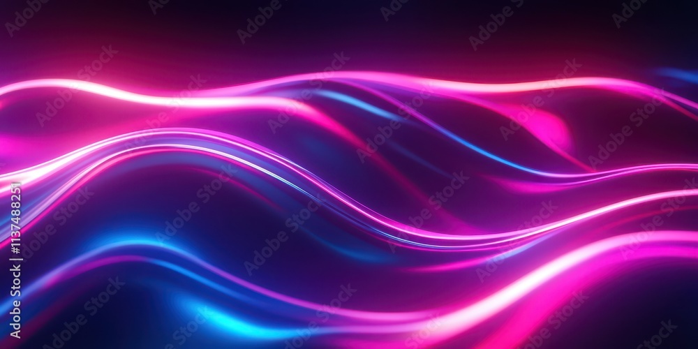 Abstract Neon Blue and Pink Waves on a Dark Background Abstract Neon Blue and Pink Waves on a Dark Background