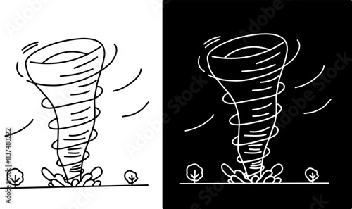 black and white tornado sketch