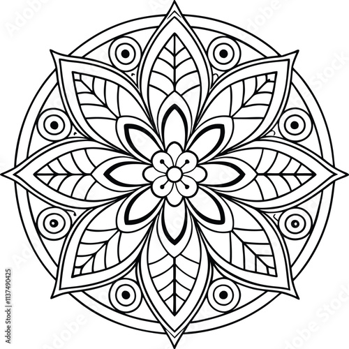 Black and white mandala vector for coloring,mandala in bianco e nero vettoriale da colorare