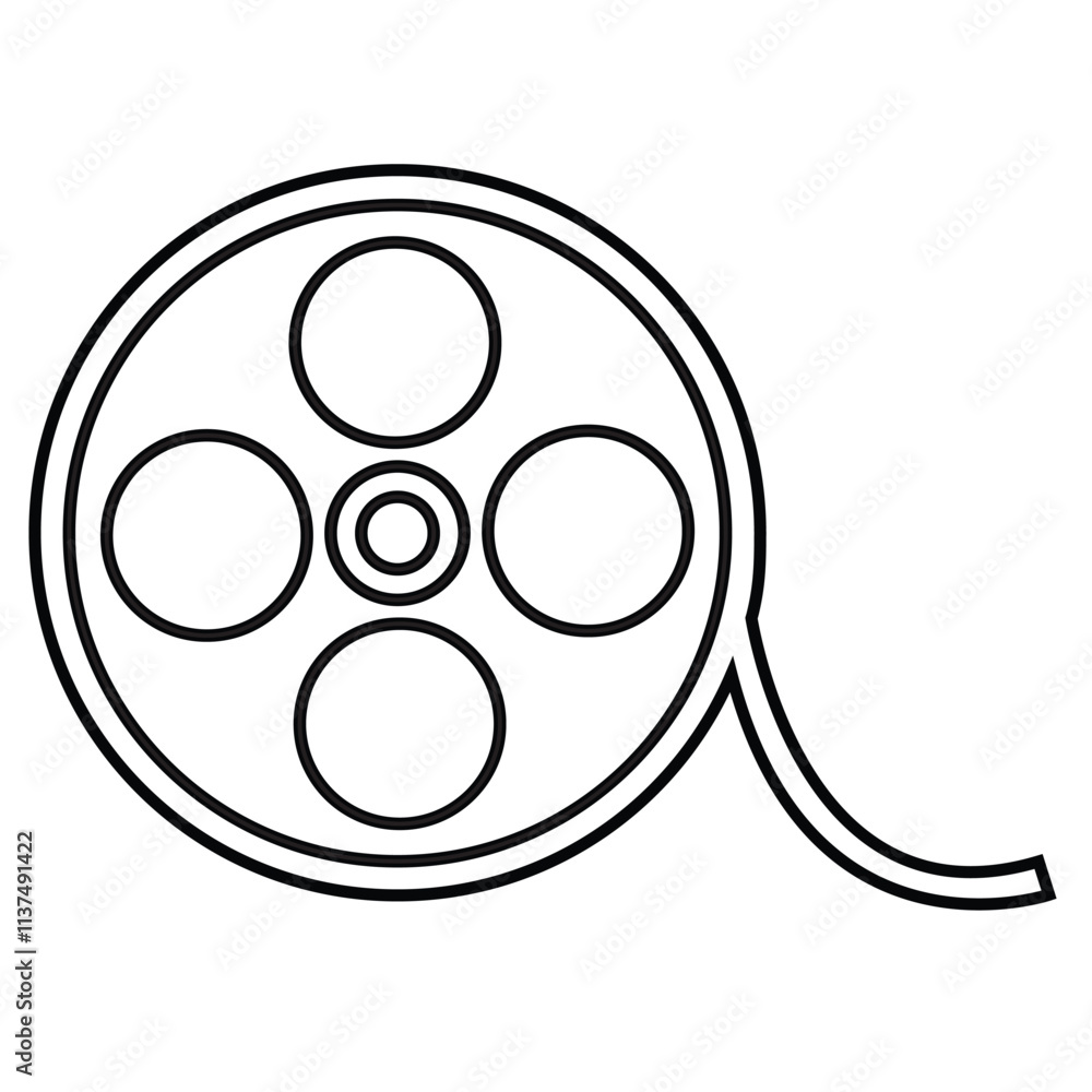 Cute cartoon hand draw vector film reel outline. Cute cartoon hand draw vector film reel outline.