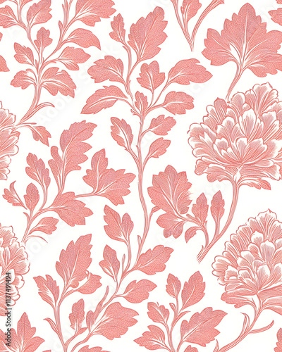 repetative indian pattern block print monocromatic pastel pink and white background photo