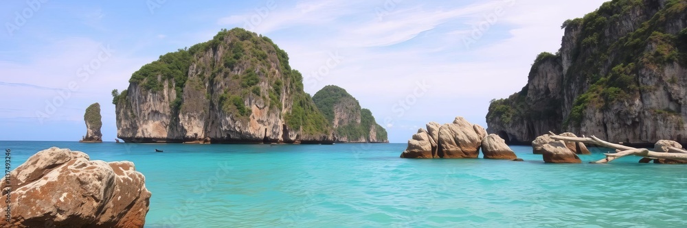 Majestic rocky cliff overlooking Andaman Sea in Krabi, Thailand, Thailand, Andaman Sea Majestic rocky cliff overlooking Andaman Sea in Krabi, Thailand, Thailand, Andaman Sea