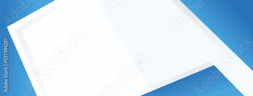 Modern blue abstract banner background vector with geometric shapes, white background, multiply layer, and copy space for design