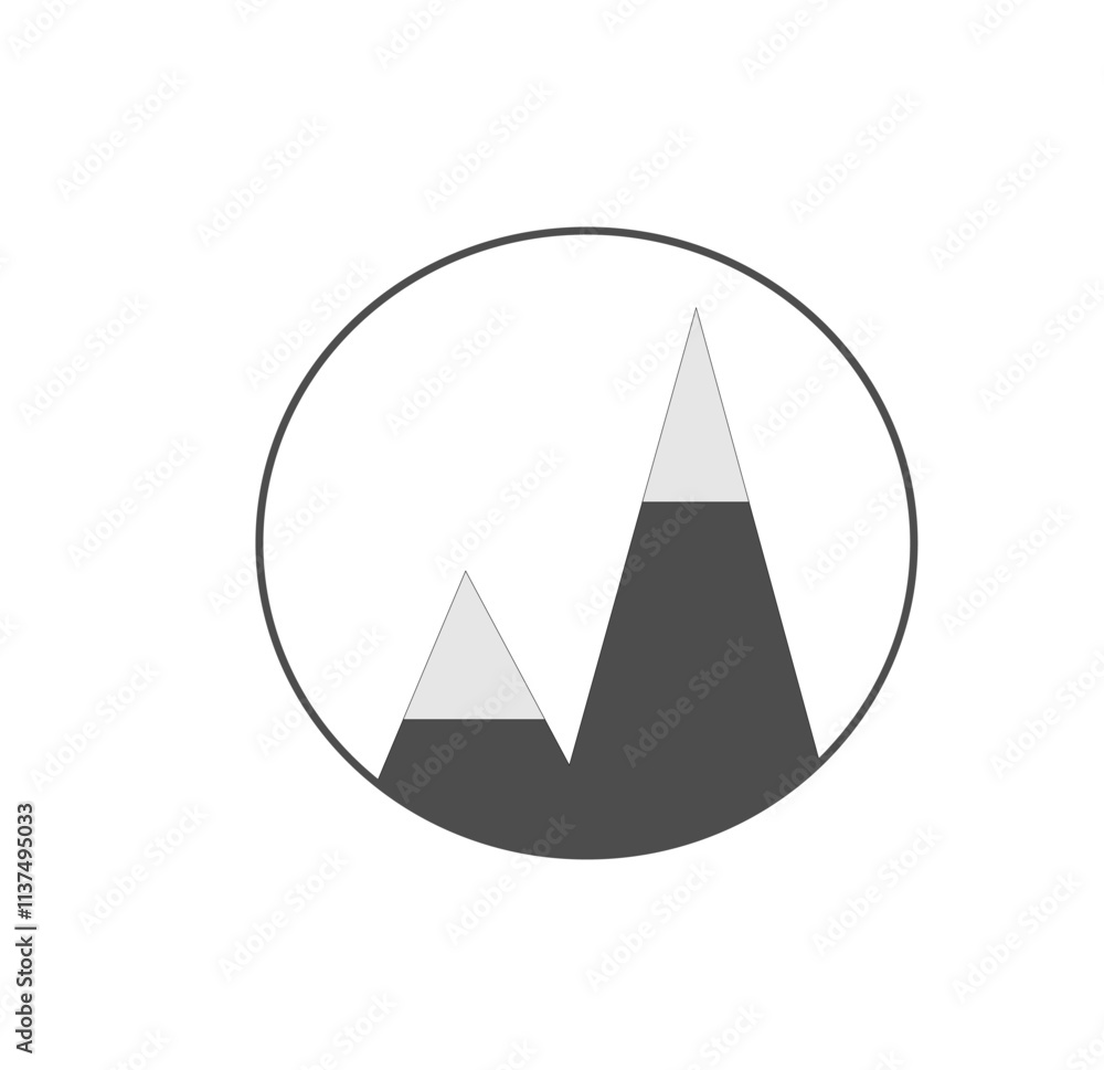 Mountain sign on a white background Mountain sign on a white background