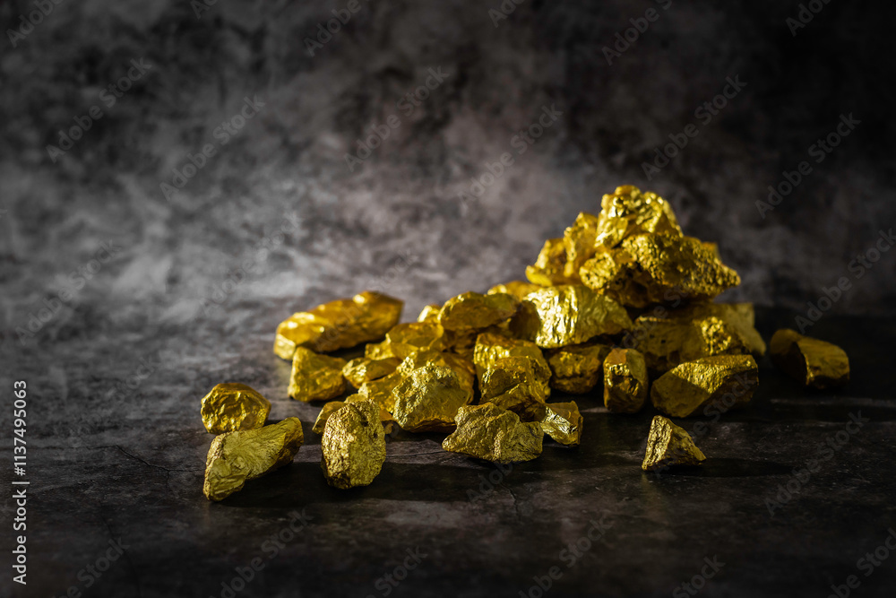 Natural gold nugget with dark background Natural gold nugget with dark background