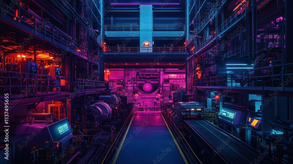Futuristic industrial corridor with pipes and machinery. Futuristic industrial corridor with pipes and machinery.