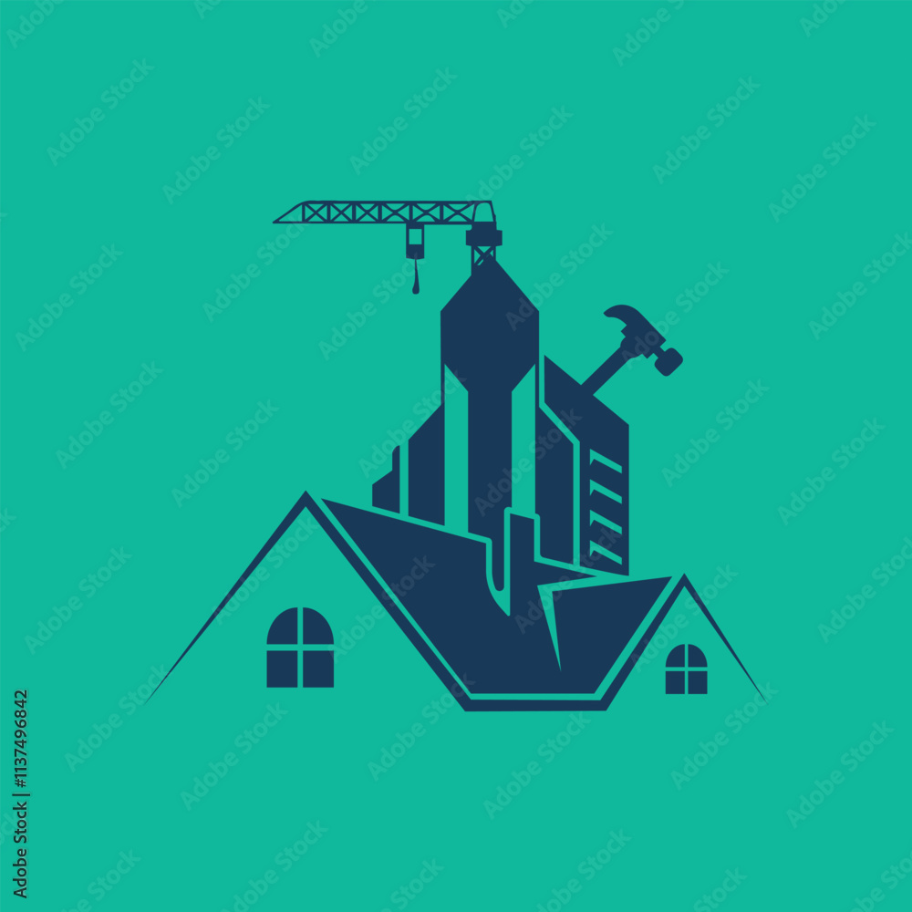 Building maintenance service construction Repair logo Building maintenance service construction Repair logo