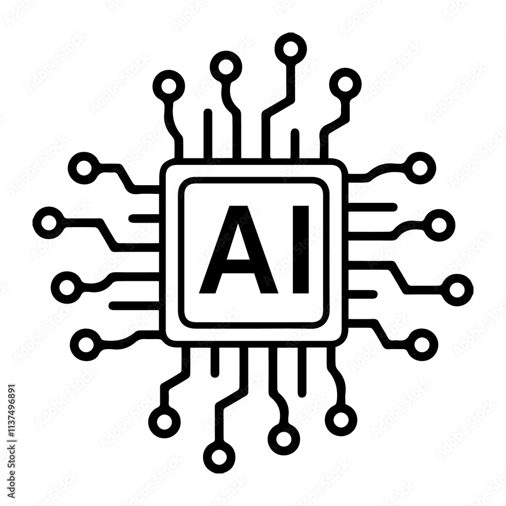 Processing of AI Chips icon for templates. Processing of AI Chips icon for templates.