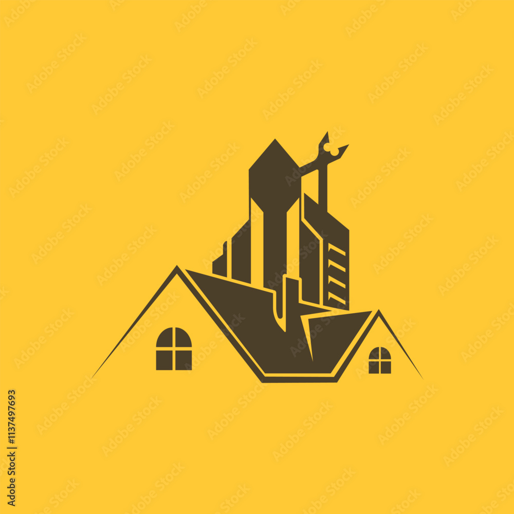 Building maintenance service construction Repair logo Building maintenance service construction Repair logo