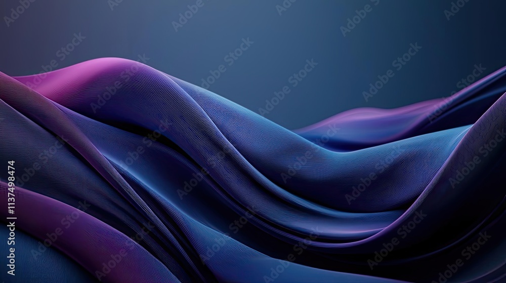 Obraz premium Wave abstract background concept. Abstract flowing fabric texture in rich purple and blue tones.