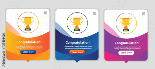 congratulations pop up banner with flat design on white vector illustration design background
