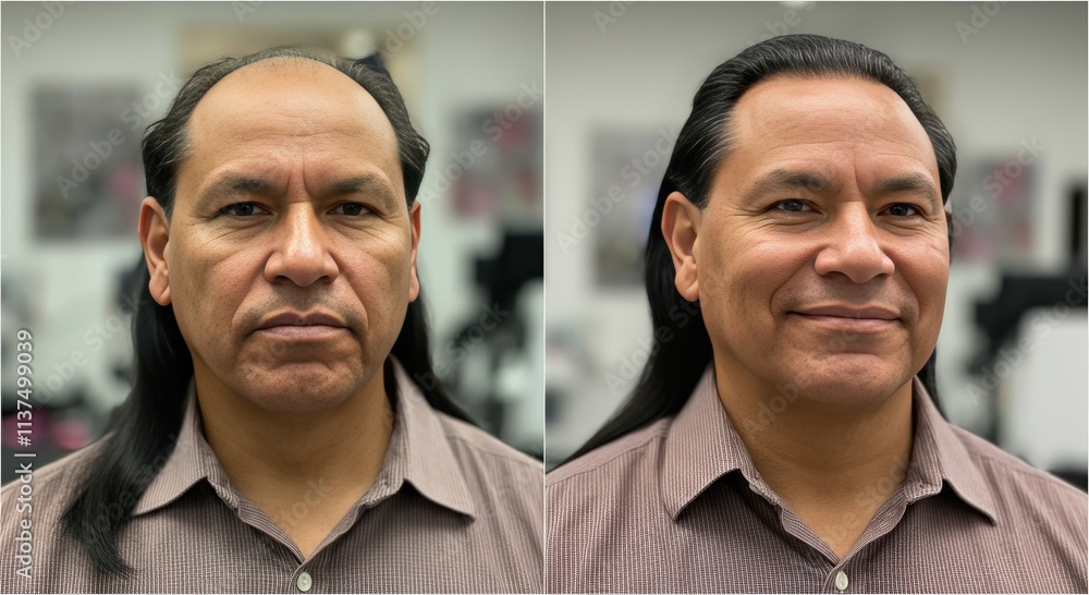 Transformation of mature hispanic male with long hair before and after makeover Transformation of mature hispanic male with long hair before and after makeover