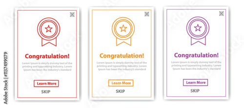 Set of Modern congratulations pop up banner with flat vector illustration design background