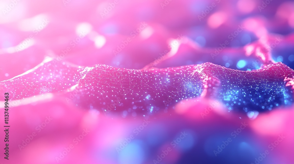 An abstract digital landscape with glowing particles and fluid shapes in vibrant neon colors. Perfect for futuristic, technology, and sci-fi themed visuals.. AI Generation An abstract digital landscape with glowing particles and fluid shapes in vibrant neon colors. Perfect for futuristic, technology, and sci-fi themed visuals.. AI Generation