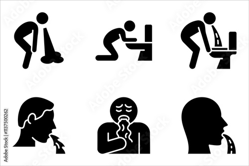 Vomit icon set. Symptoms Virus Infection. vector illustration on white background