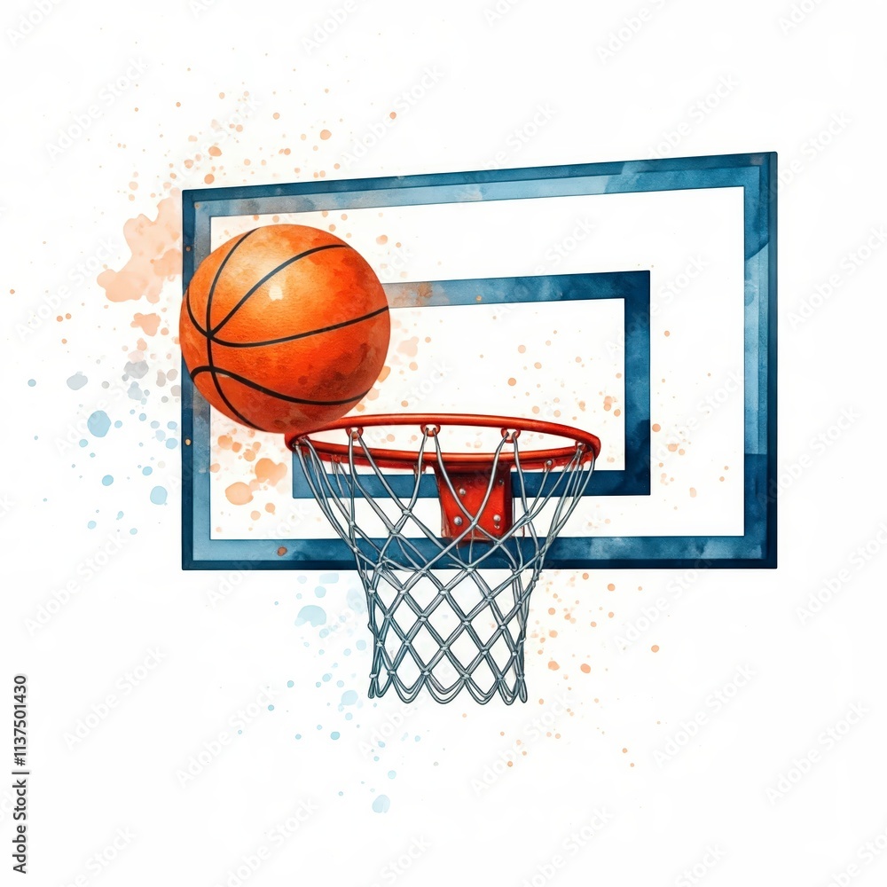 Basketball Hoop Watercolor Style Basketball Hoop Watercolor Style