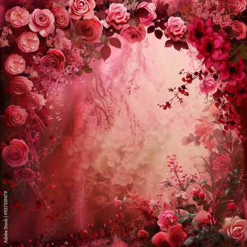 Wallpaper Mural Vintage Floral Backdrop with Soft Pastel Roses, Peonies, and Lavender for Romantic Wedding or Event Decor Torontodigital.ca