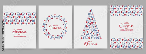 Merry Christmas and Happy New Year minimalist design for banner, card, cover, poster, advertising, wallpaper.