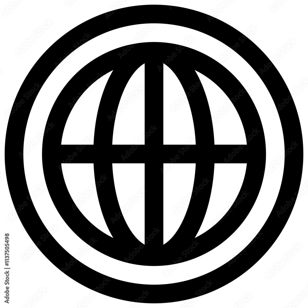 Wireframe globe. Editable stroke vector icon. Wireframe globe. Editable stroke vector icon.