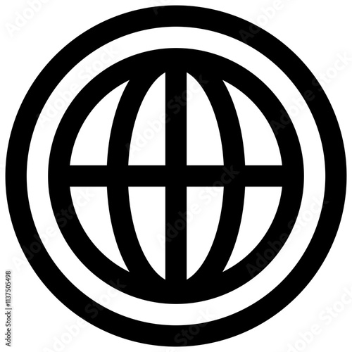 Wireframe globe. Editable stroke vector icon.
