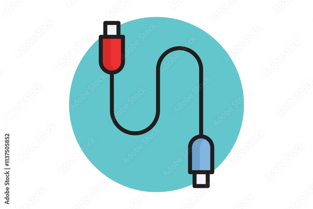 Cable icon. colored outline icon style. icon related to technology. IT architecture elements vector illustration Cable icon. colored outline icon style. icon related to technology. IT architecture elements vector illustration