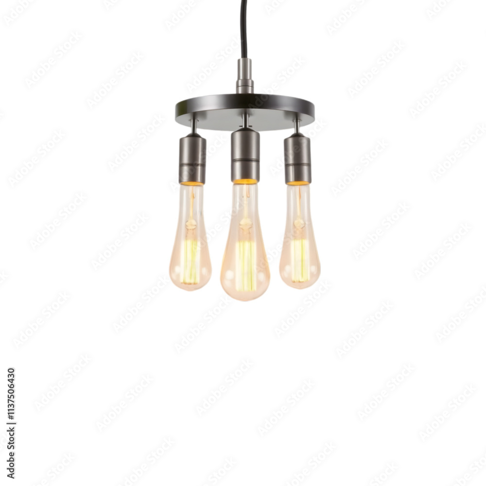 A sleek, modern light fixture with exposed bulbs, hanging gracefully against a white background A sleek, modern light fixture with exposed bulbs, hanging gracefully against a white background