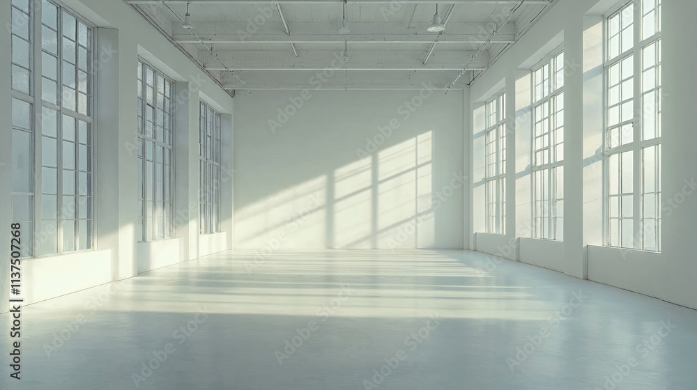 Bright minimalist room with tall windows and streaming sunlight, creating a calm, open, and airy space perfect for studio, interior design, and modern architecture themes Bright minimalist room with tall windows and streaming sunlight, creating a calm, open, and airy space perfect for studio, interior design, and modern architecture themes