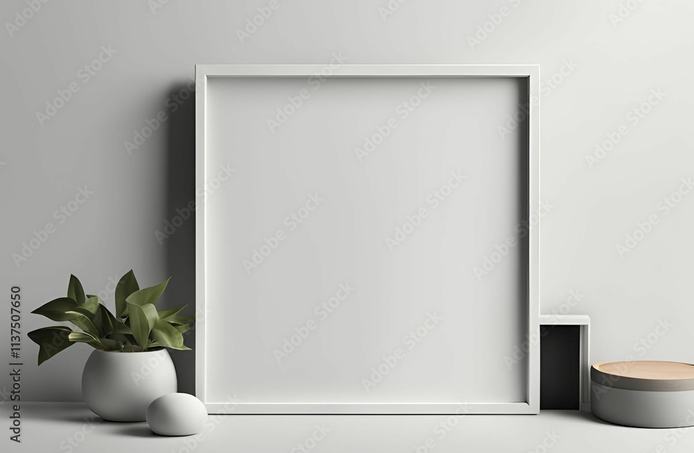 Empty blank photo Frame on wall in modern living room Empty blank photo Frame on wall in modern living room