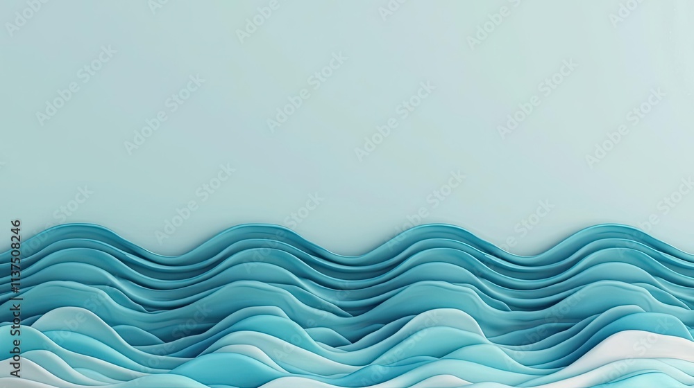 Fototapeta premium Wave abstract background concept. Abstract wave pattern in soothing blue tones representing calm ocean waves.