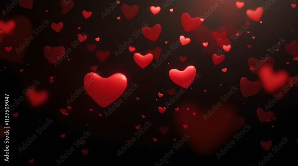 Neon red and pink hearts on black background Neon red and pink hearts on black background