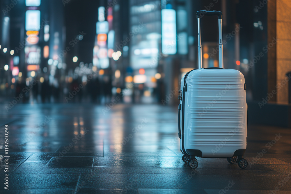 Suitcase with City Skyline at Dusk Suitcase with City Skyline at Dusk