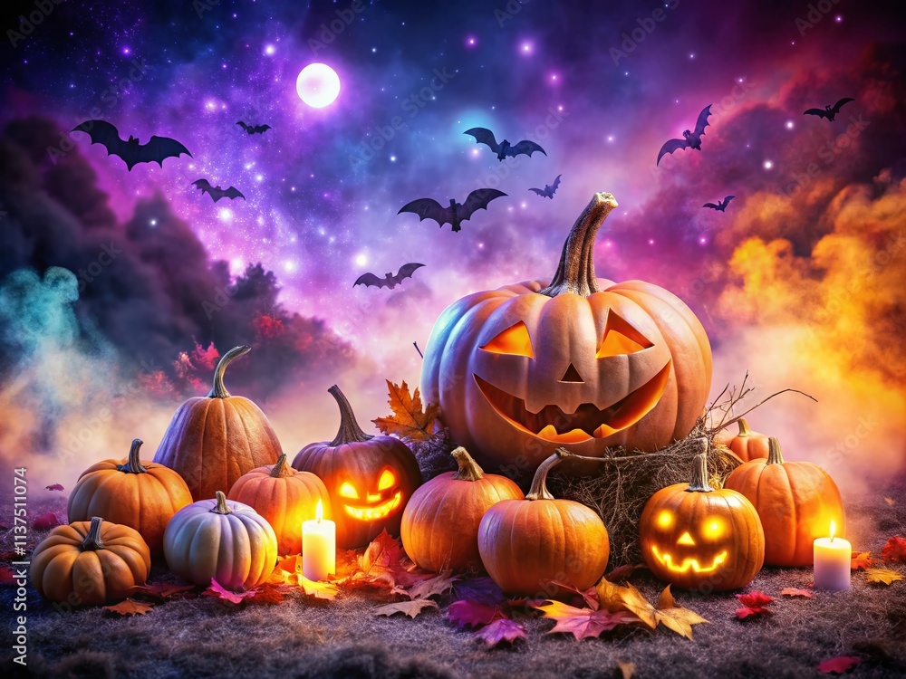 Halloween Double Exposure Background Design Featuring Spooky Elements in Orange, Purple, and Black for Social Media Promotions with Text Space for Engaging Holiday Posts Halloween Double Exposure Background Design Featuring Spooky Elements in Orange, Purple, and Black for Social Media Promotions with Text Space for Engaging Holiday Posts
