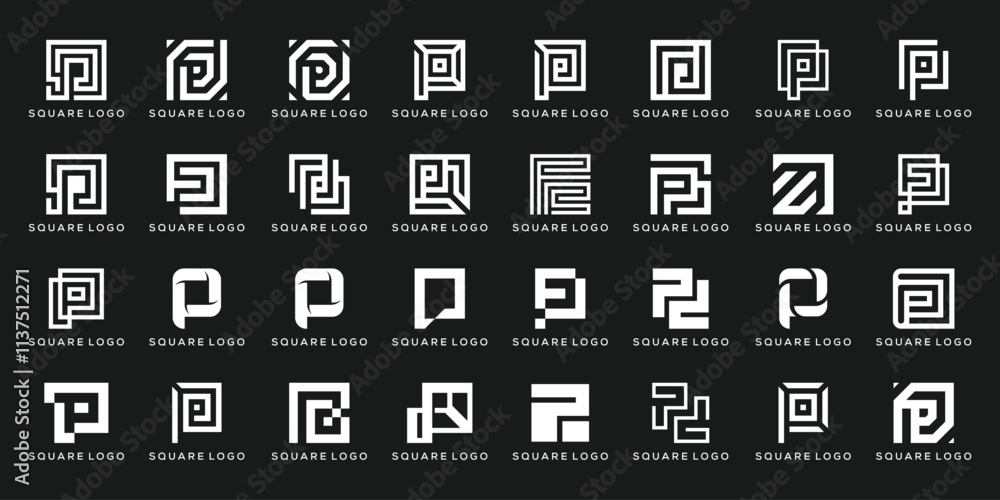 collection of letter P square logo design, icon for business, accounting, consulting, technology, collection of letter P square logo design, icon for business, accounting, consulting, technology,
