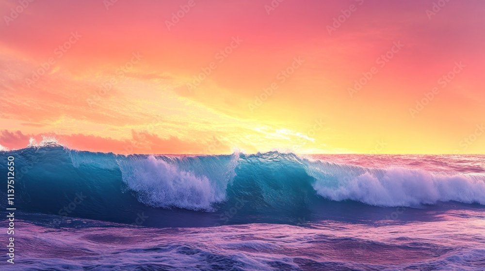 Naklejka premium Sunset Ocean Waves