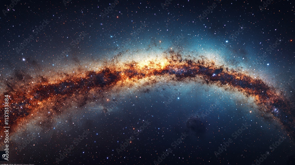 Naklejka premium An image processing software with AI enhancement algorithms processing a photo of the Milky Way, showcasing the intricate details of the galaxy with technological precision