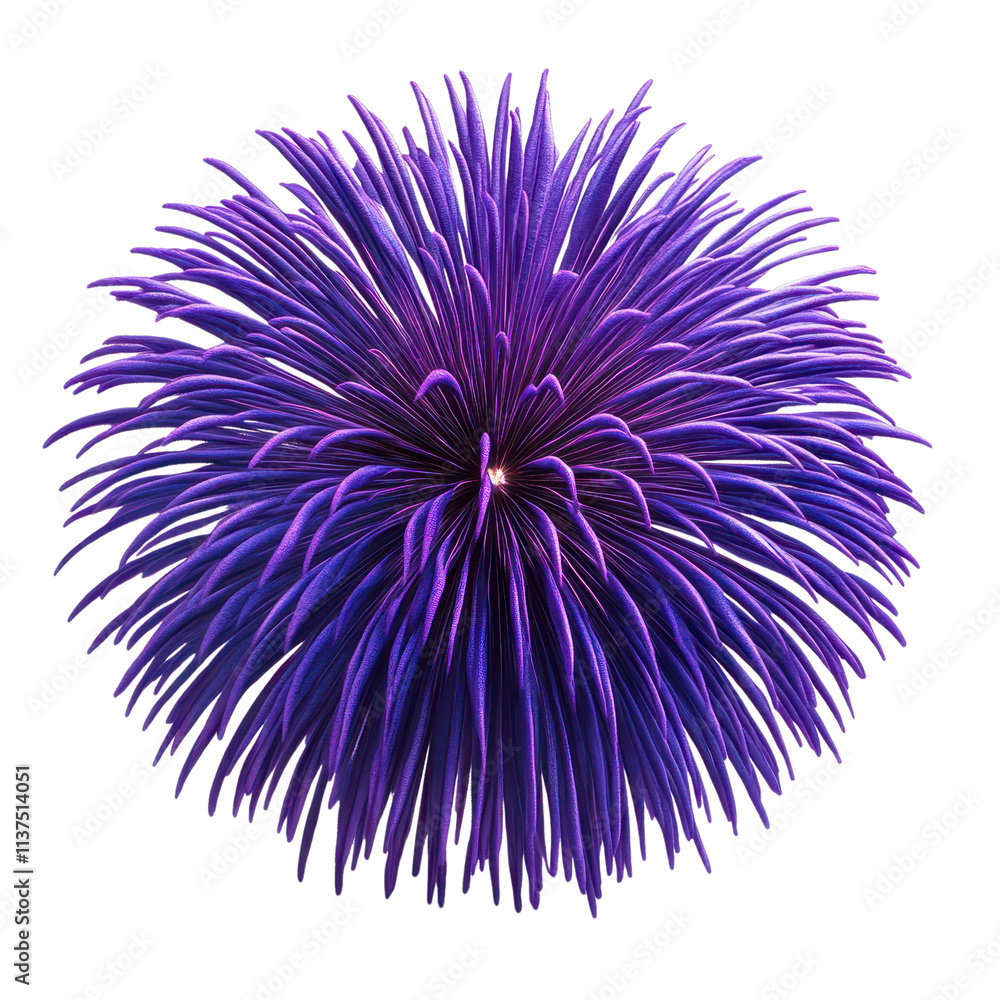 Naklejka premium Abstract Purple Fireworks Burst 3D Render Festive Design Celebration Background