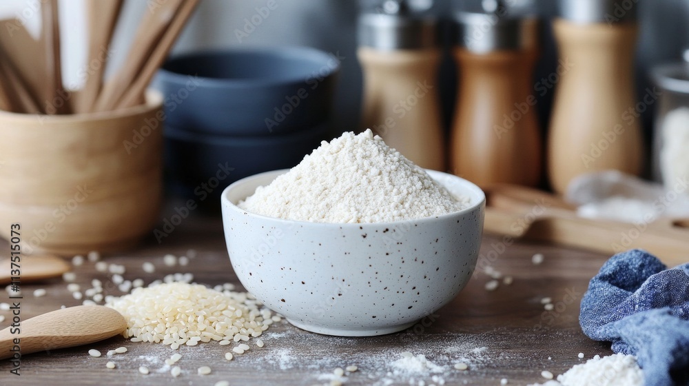 Rustic Overhead Composition of Rice and Flour Rustic Overhead Composition of Rice and Flour