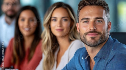 Diverse group of business professionals collaborating and communicating during a meeting to discuss strategies plans and solutions for their company or enterprise