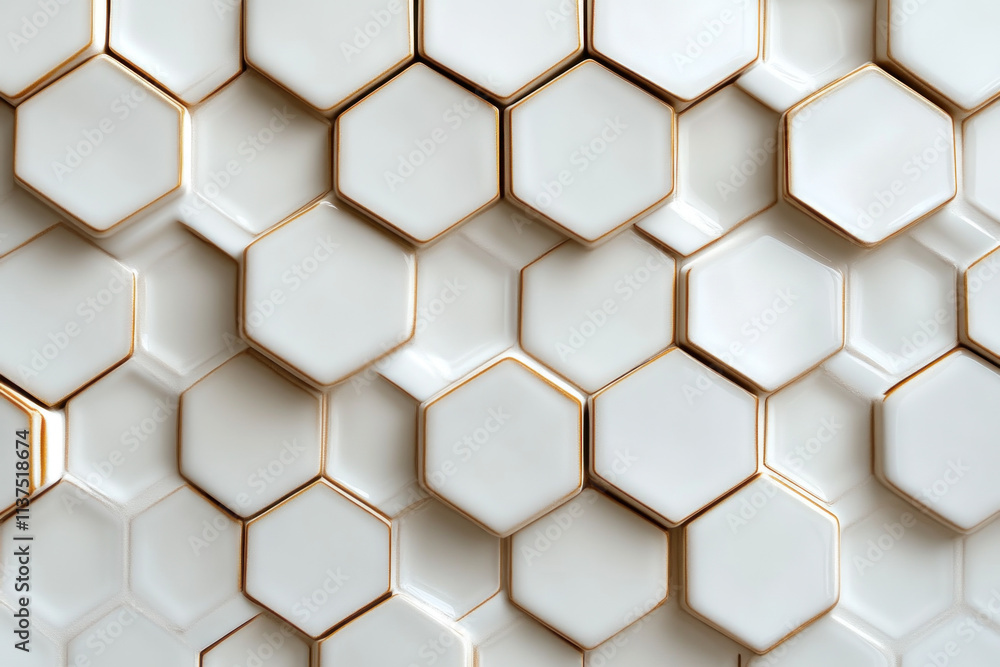 White Hexagon Tiles Form Geometric Pattern Seamlessly