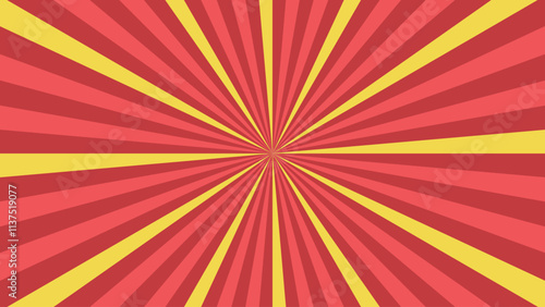 サンバースト　赤　黄色　放射線　集中線	
