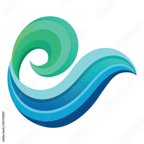 Abstract Wave Design in Vibrant Teal and Green.