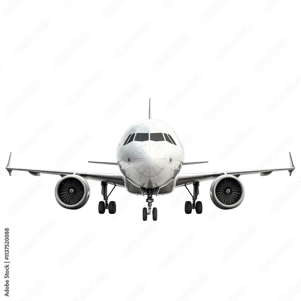 Airplane Front View Isolated on White Background Transparent Background. Airplane Front View Isolated on White Background Transparent Background.