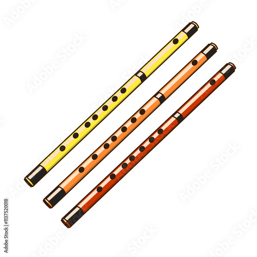 Flute vector in 3 colors