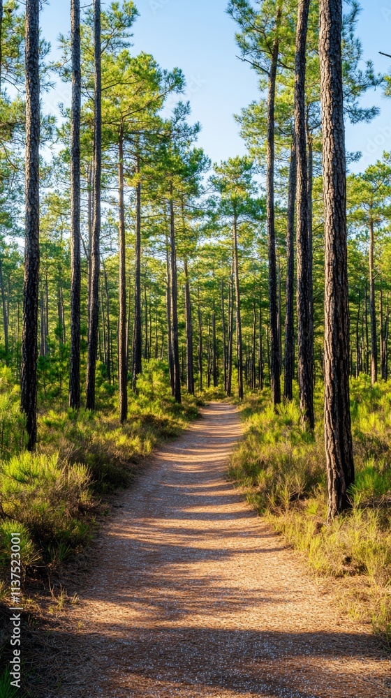 Morning Dew Trails Through a Serene Forest Path Nature's Peaceful Landscape Morning Dew Trails Through a Serene Forest Path Nature's Peaceful Landscape